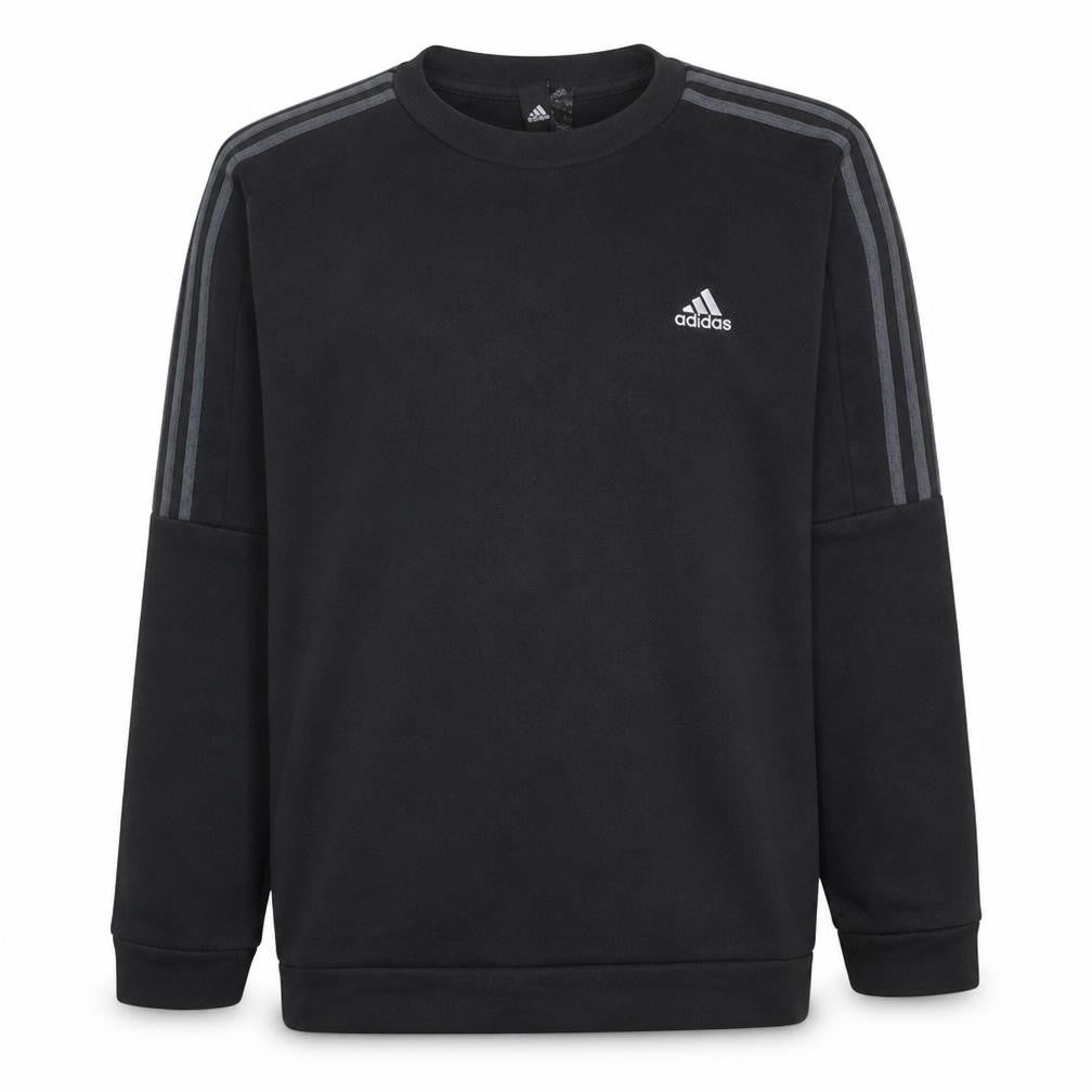 Adidas Mens Black Pullover Sweatshirt L Sports Fleece Crew Neck
