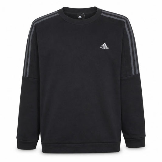 Adidas Mens Black Pullover Sweatshirt L Sports Fleece Crew Neck