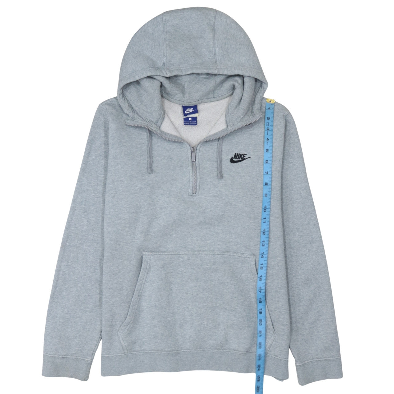 Nike Men's Grey 1/4 Zip Pullover Hoodie L Fleece Logo Sweatshirt