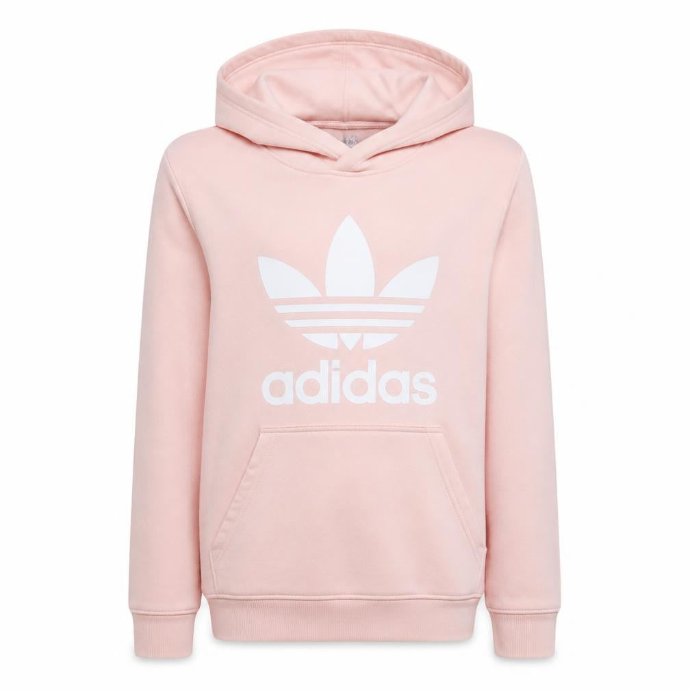 Adidas Girls Pink Pullover Hoodie 14-15 Years Classic Logo Cotton Blend