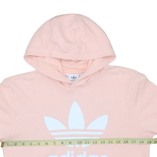 Adidas Girls Pink Pullover Hoodie 14-15 Years Classic Logo Cotton Blend