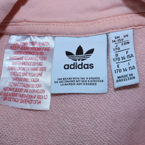 Adidas Girls Pink Pullover Hoodie 14-15 Years Classic Logo Cotton Blend
