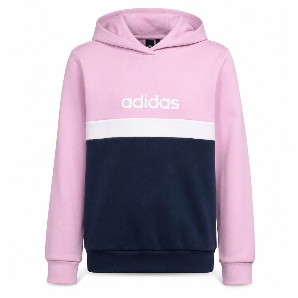 Adidas Girls Pink Colourblock Logo Pullover Hoodie Size 14 Years