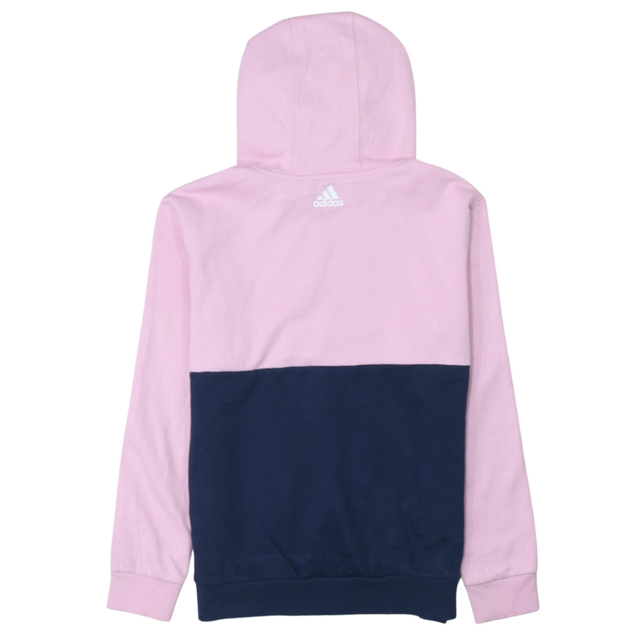 Adidas Girls Pink Colourblock Logo Pullover Hoodie Size 14 Years