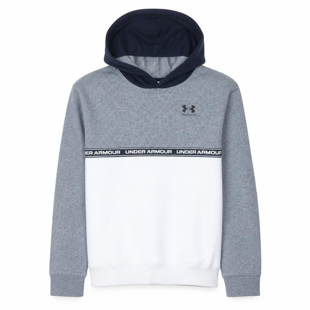 Under Armour Teens Grey Pullover Hoodie Regular Fit Logo Fleece 164
