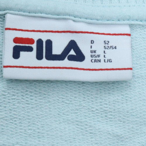 FILA Women Sky Blue Crew Neck Pullover Sweatshirt L Cotton Blend