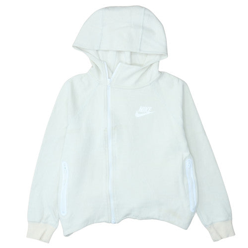 Nike Men's White Full Zip Hoodie Small Lightweight Fleece Zip Pocket