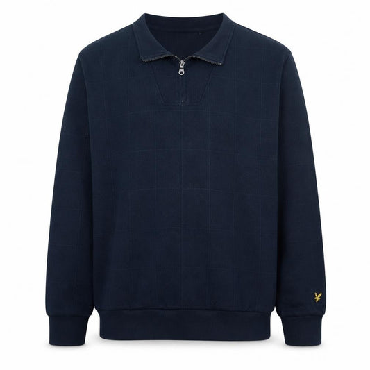 Lyle & Scott Men's Blue 1/2 Zip Collared Sweatshirt Size L