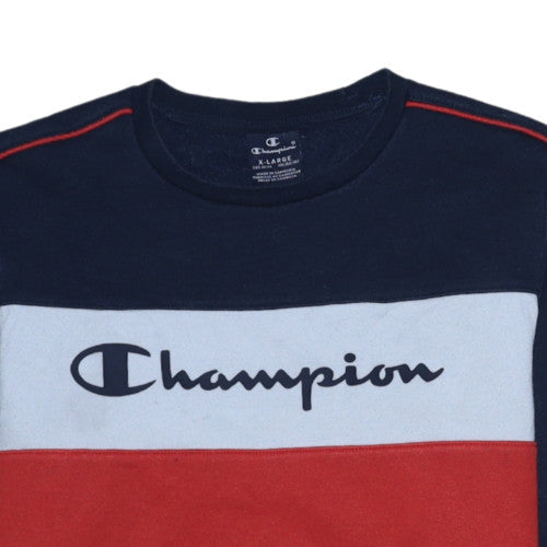 Champion Boys Navy Red Colourblock Sweatshirt XL 13-14 Yrs Crew Neck Fleece