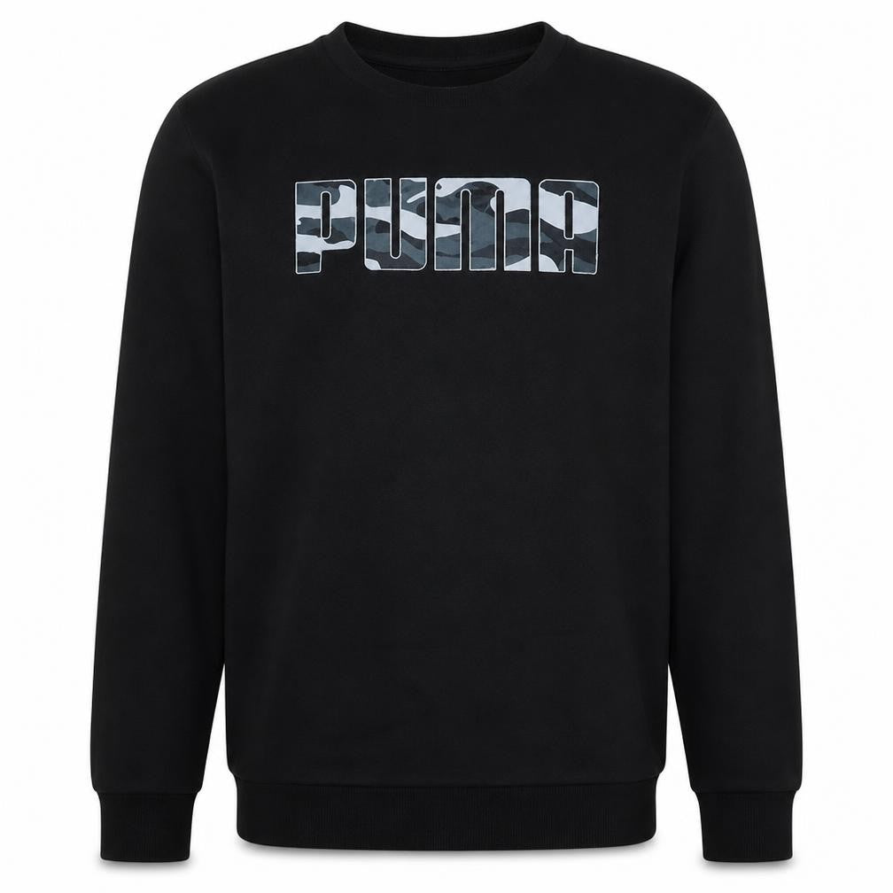 Puma Men's Black Graphic Logo Pullover Sweatshirt Small