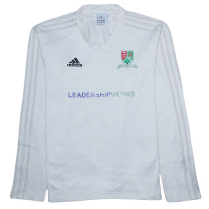 Additional front view of Adidas Men's White V-Neck ClimaWarm Pullover Sweatshirt, size M