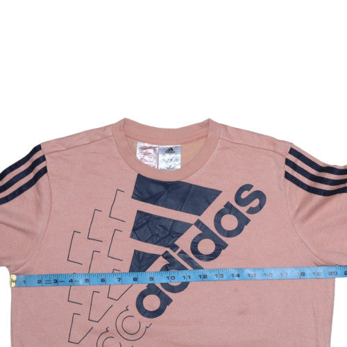 Adidas Boys Pink Logo Pullover Sweatshirt 13-14 Years Long Sleeve