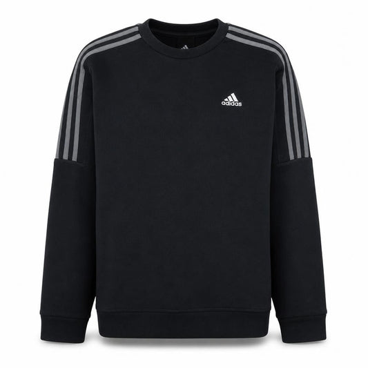 Adidas Men’s Black Small Crew Neck Pullover Sweatshirt with Logo