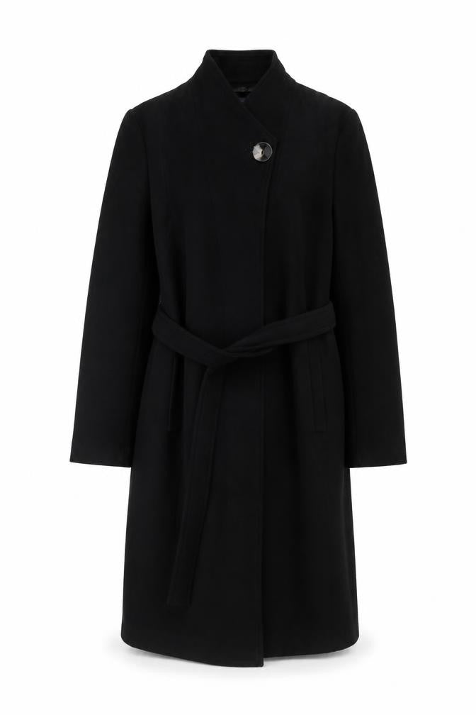 Marks & Spencer Women's Black Belted Long Overcoat Size 8