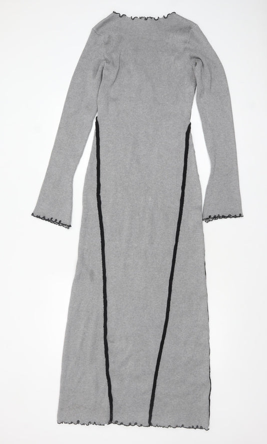 Warehouse Women’s Grey Knit Bodycon Midi Dress Size S