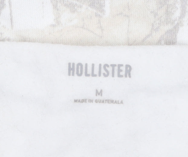 Hollister Women's Beige Cropped Long Sleeve Boat Neck Top M