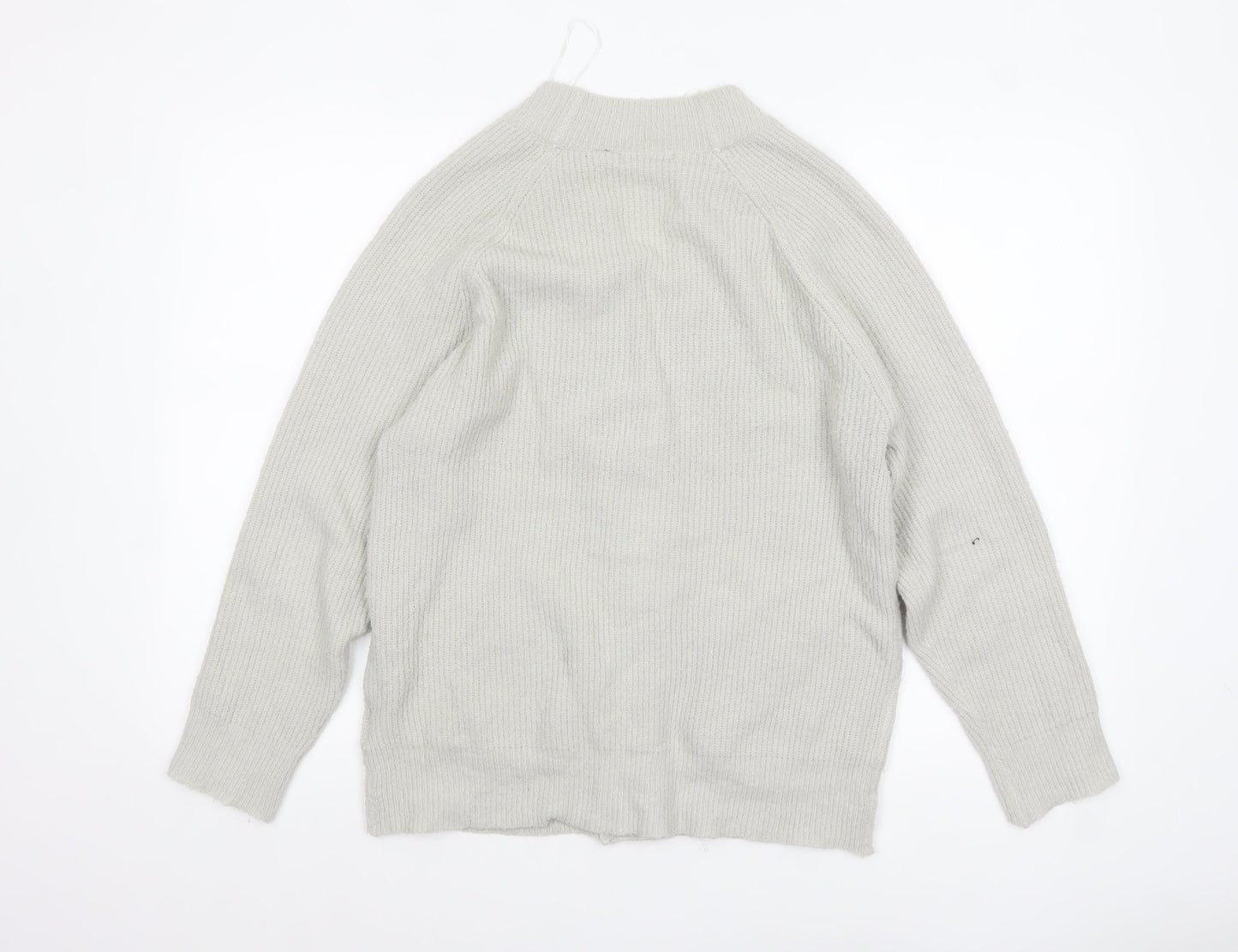 Brave Soul Women’s Grey Chunky Knit Cardigan M V-Neck Button Front