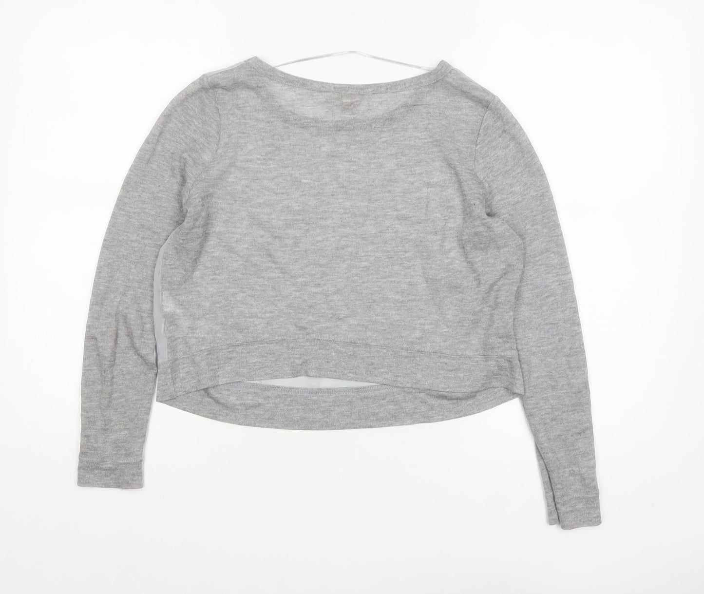 H&M Women Grey Long Sleeve Basic Jersey Top Size 8