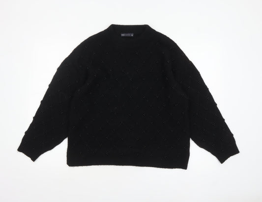 Marks and Spencer Womens Black Beaded Knit Jumper Size M