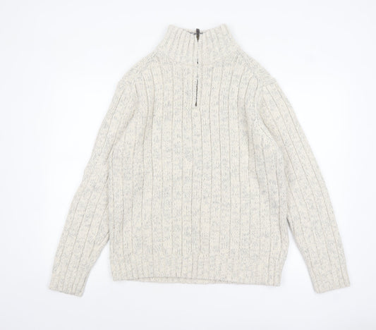 Marks and Spencer Men’s Beige 1/2 Zip Cable-Knit Jumper M