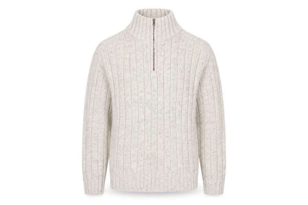 Marks & Spencer Men’s Beige 1/2 Zip Cable-Knit Jumper M