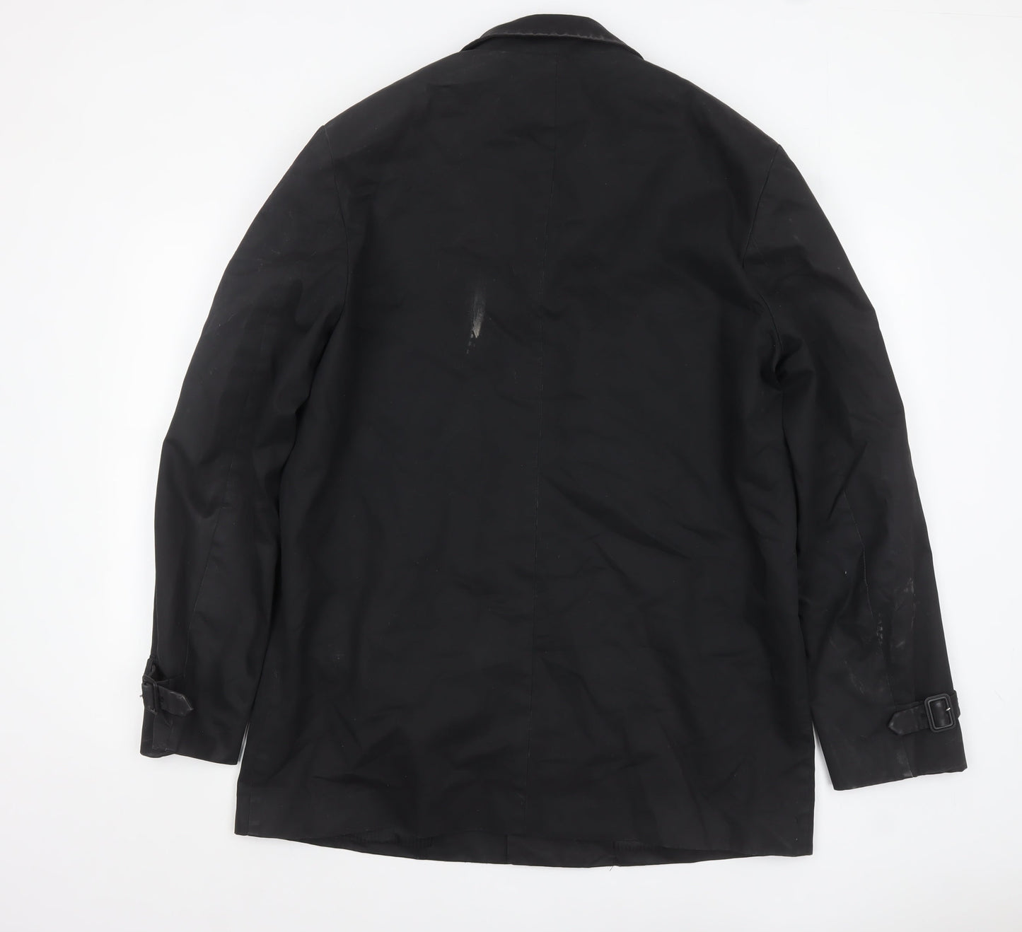 GAP Men's Black Cotton Overcoat XL Mid-Length Belted Trench Style