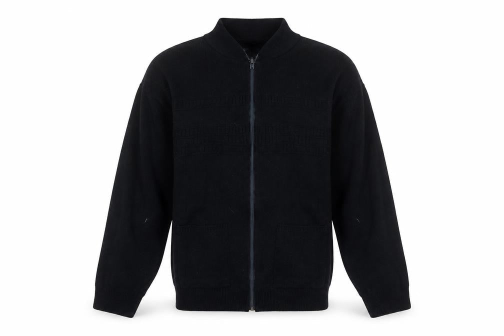 Carson Men Black XL Full Zip Cotton Blend Jumper