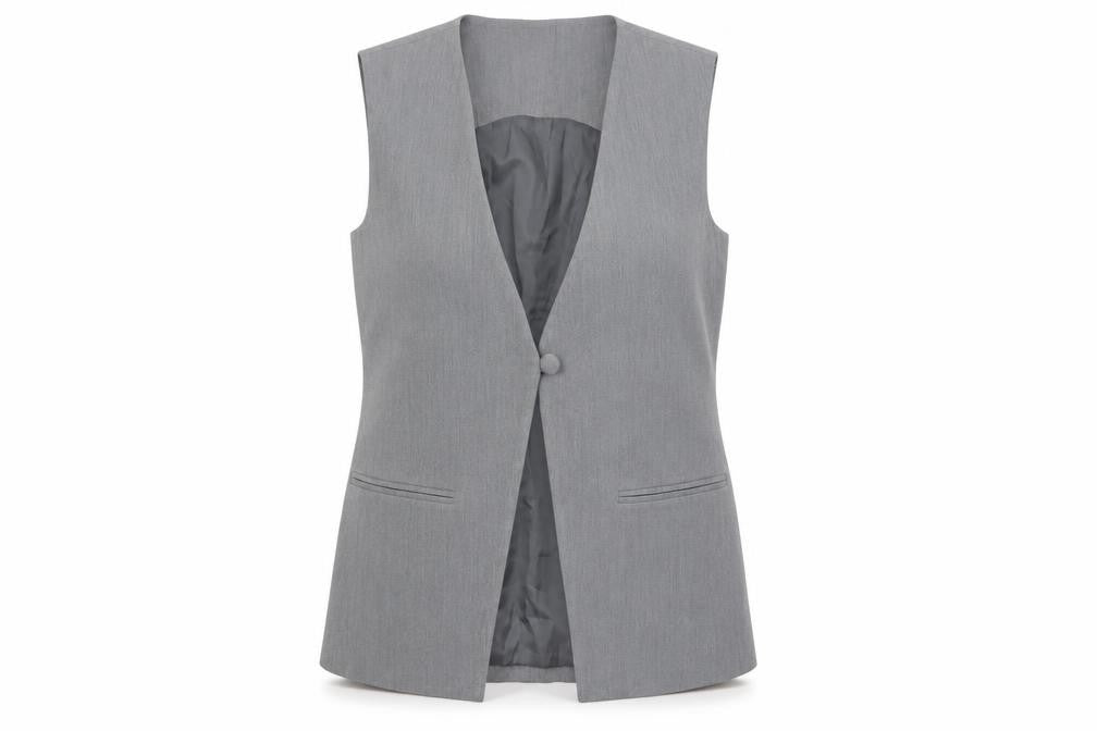 KAIIA Women Grey Suit Waistcoat UK 8 Single Button Tailored Vest