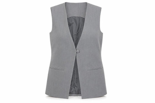 KAIIA Women Grey Suit Waistcoat UK 8 Single Button Tailored Vest