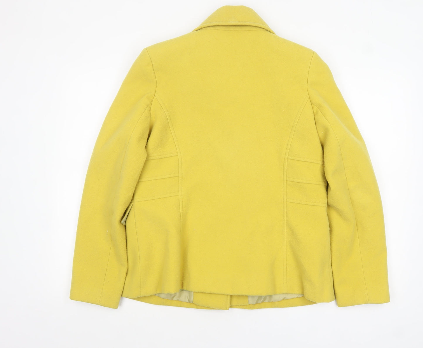 Lakeland Women Yellow Wool Blend Buttoned Mid-Length Coat Size 12
