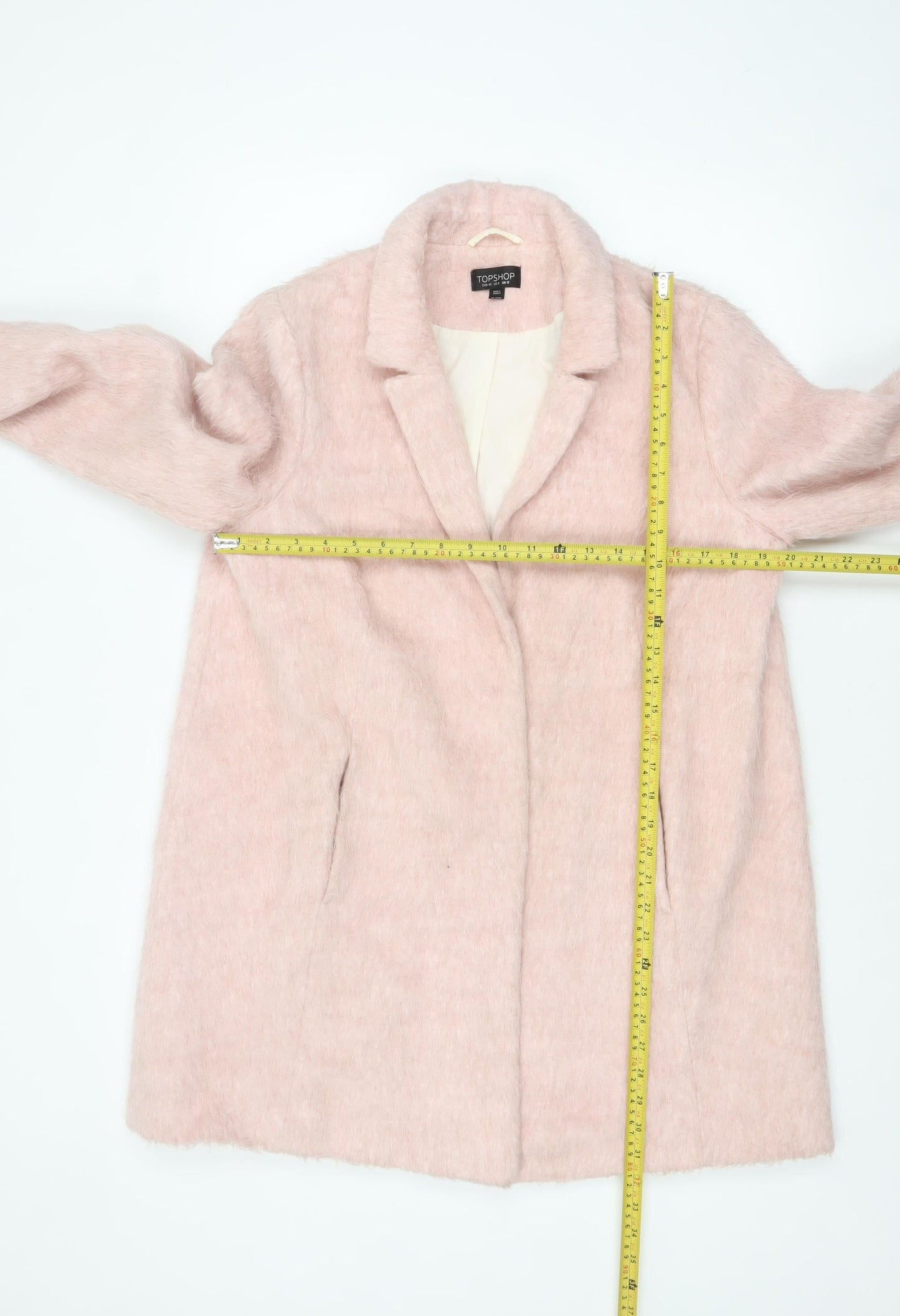 Topshop Womens Pink Long Sleeve Mid-Length Wool Blend Overcoat UK 12