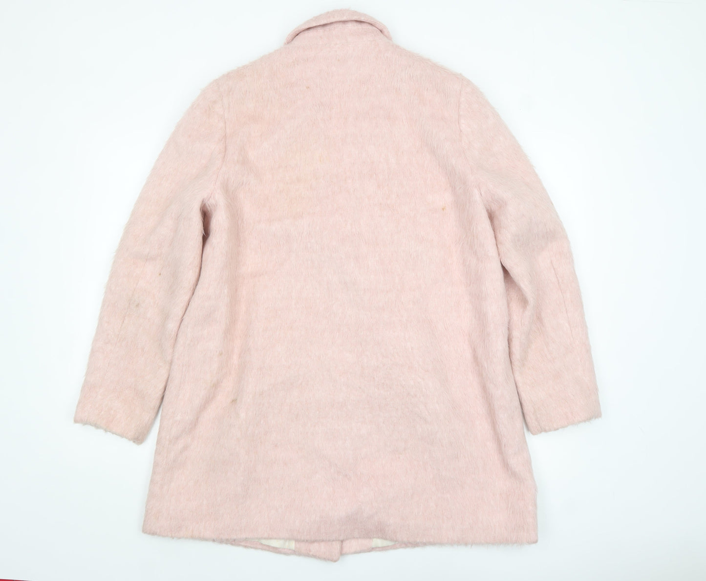 Topshop Womens Pink Long Sleeve Mid-Length Wool Blend Overcoat UK 12