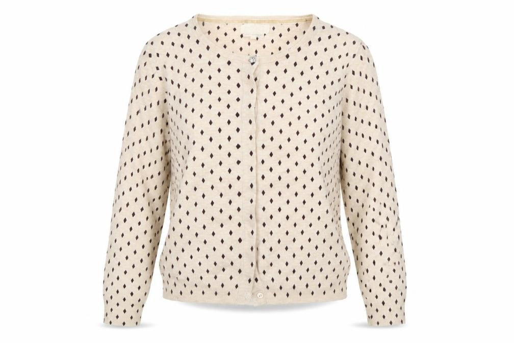 Next Women's Beige Geometric Cardigan Size 14 Long Sleeve Knit