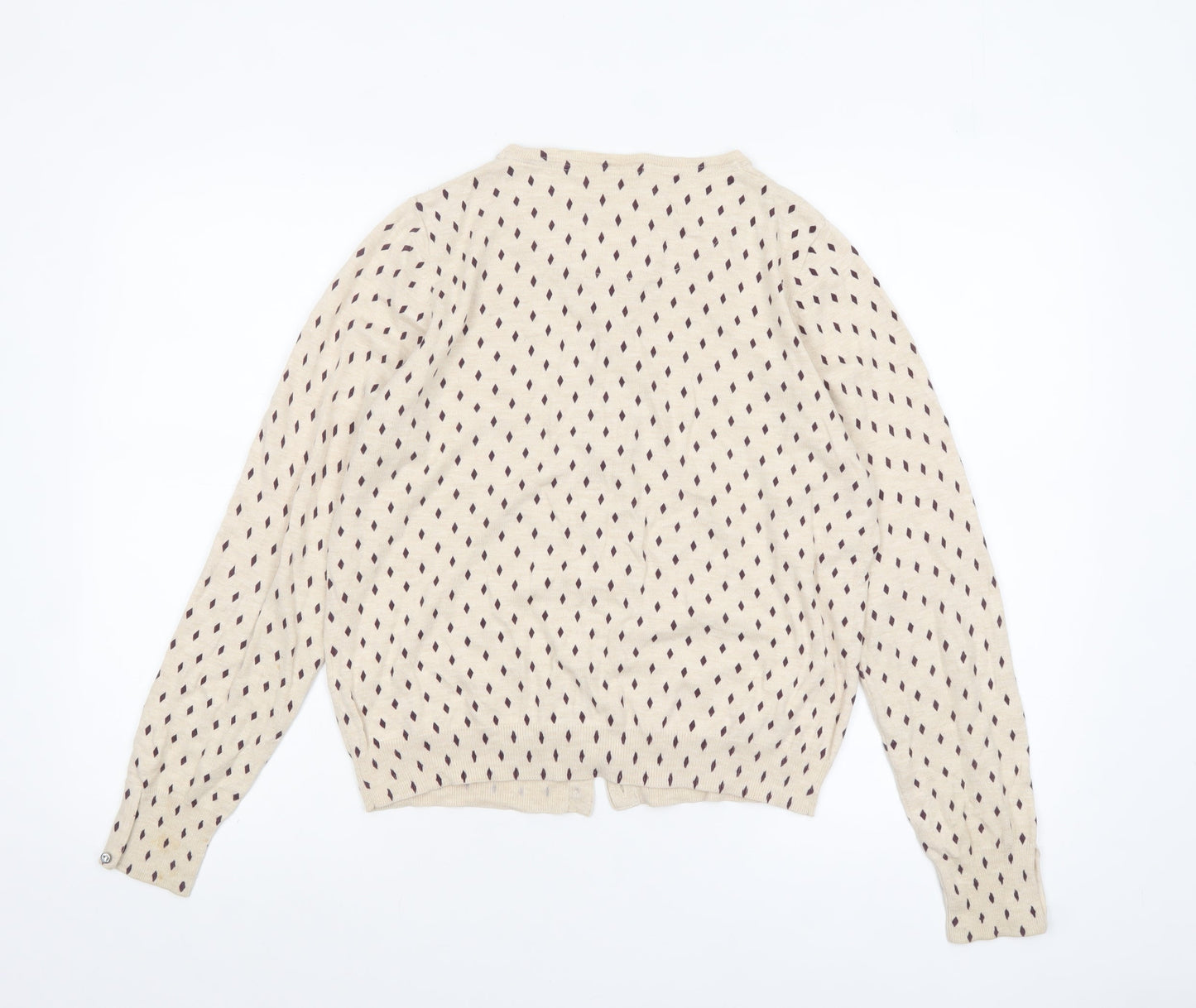 Next Women's Beige Geometric Cardigan Size 14 Long Sleeve Knit