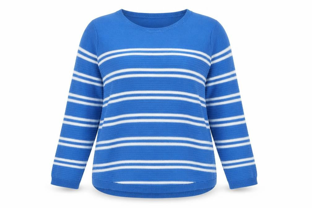 Lily Morgan Women's Blue Striped Knit Pullover Jumper XL