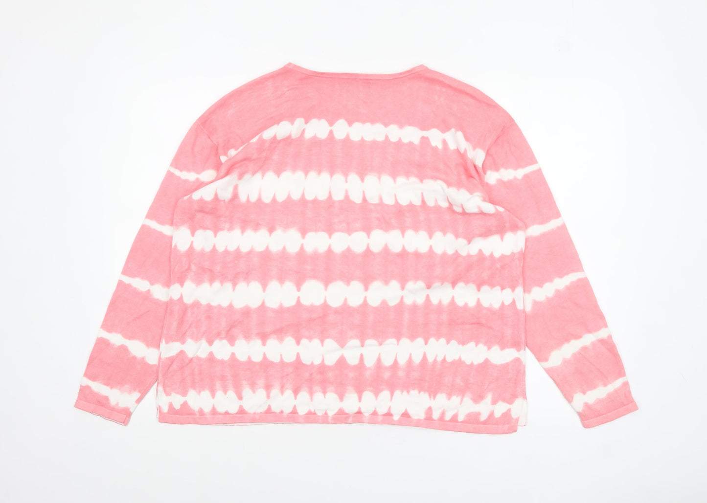 Lands' End Womens Pink Tie Dye Long Sleeve Cotton T-Shirt L