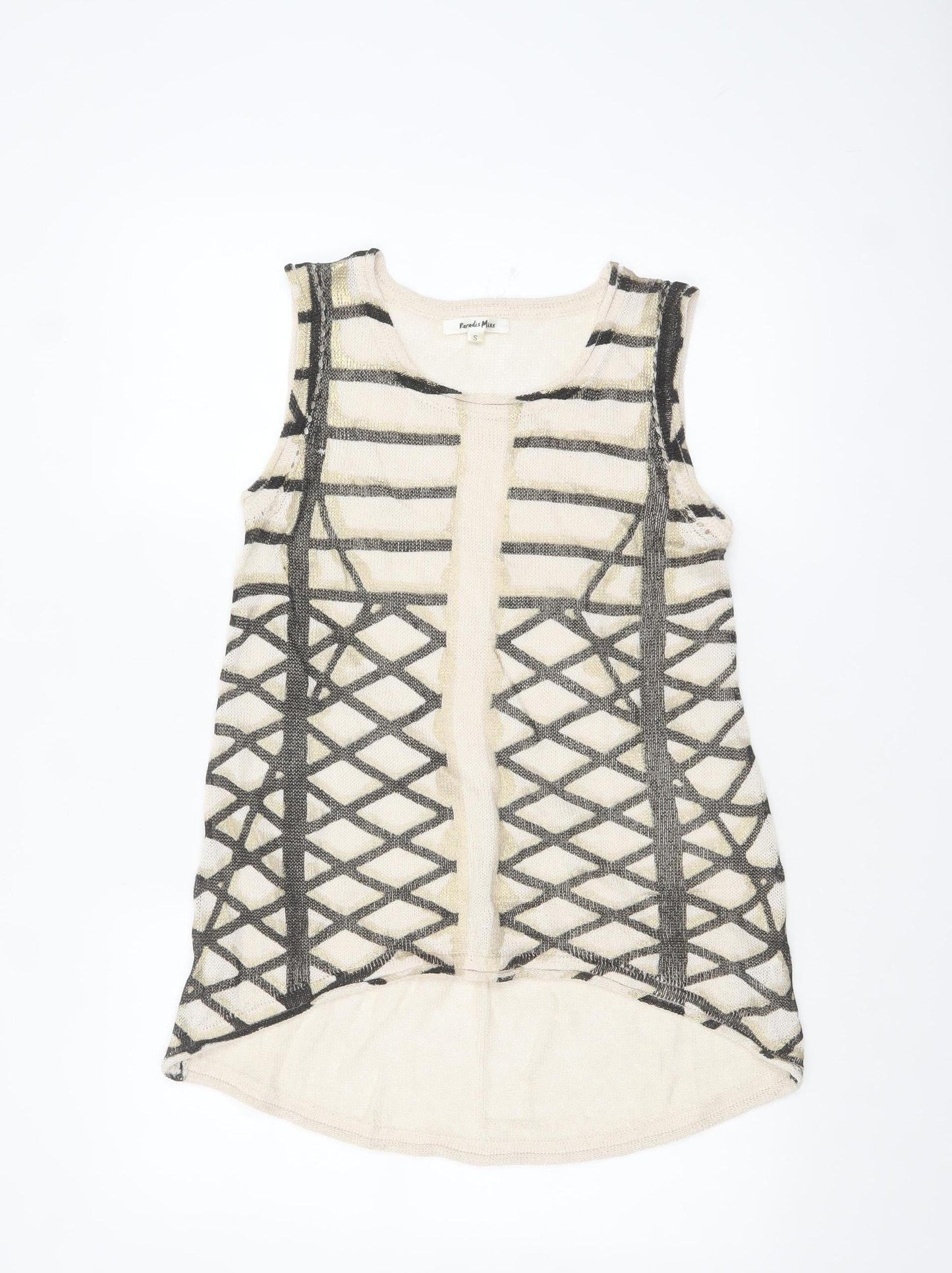 Paradis Miss Women’s Beige Geometric Knit Sleeveless Tank Top S