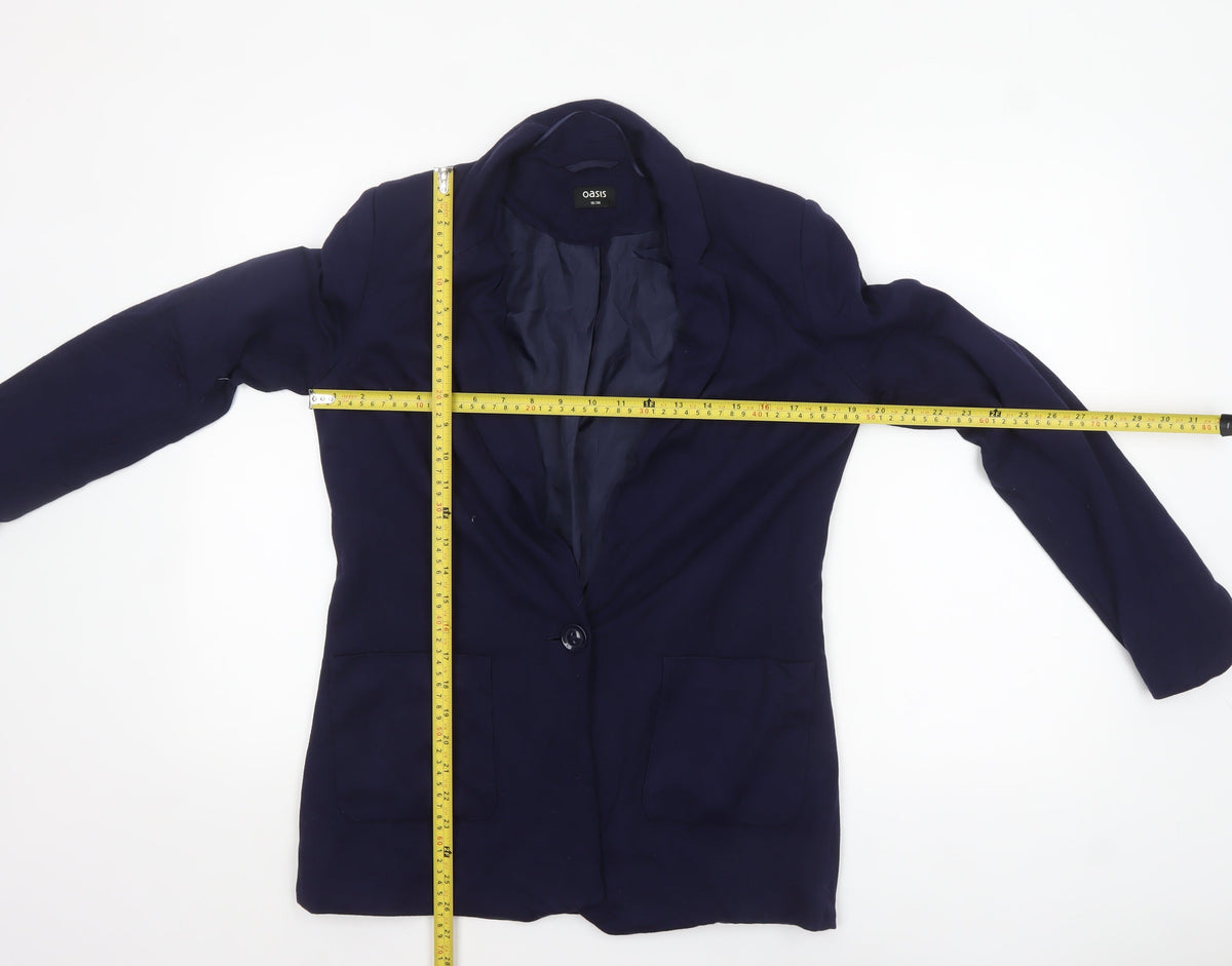 Oasis Women's Blue Regular Fit Single-Breasted Blazer Size 10