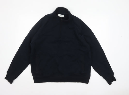 Marks and Spencer Men's Black L 1/2 Zip Fleece Sweatshirt