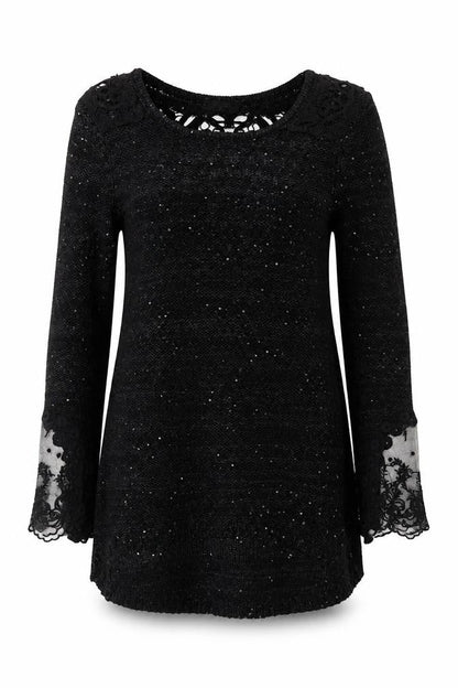 Klass Women's Black Sequin Knit Tunic Jumper Size S