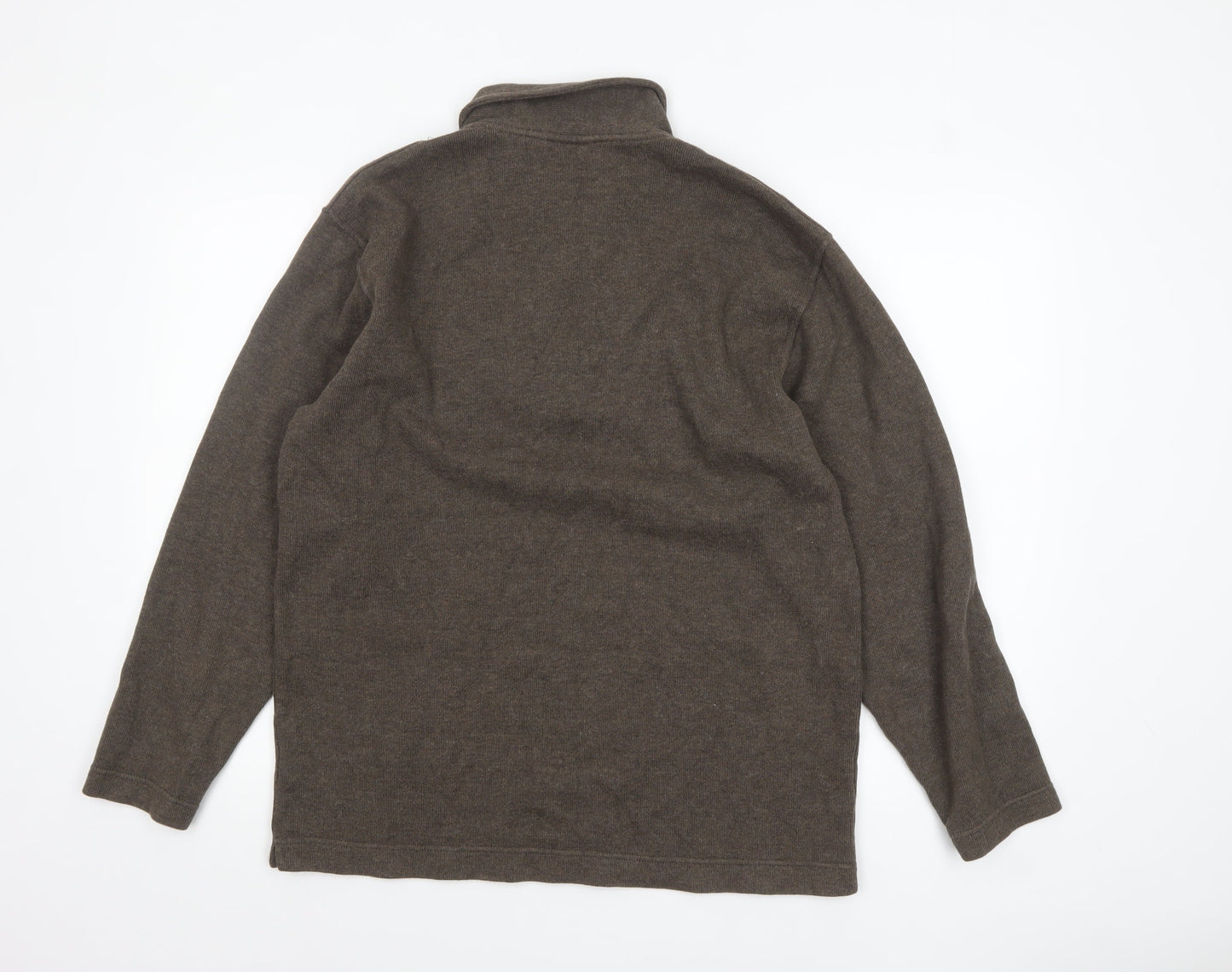 Marks and Spencer Mens Brown 1/4 Zip Cotton Pullover Sweatshirt M
