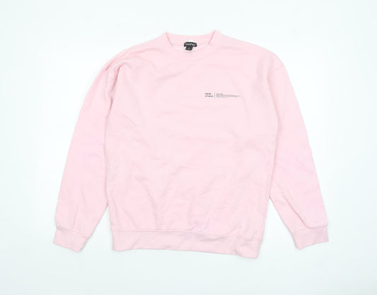 Boohoo Womens Pink Crew Neck Pullover Sweatshirt Size 8