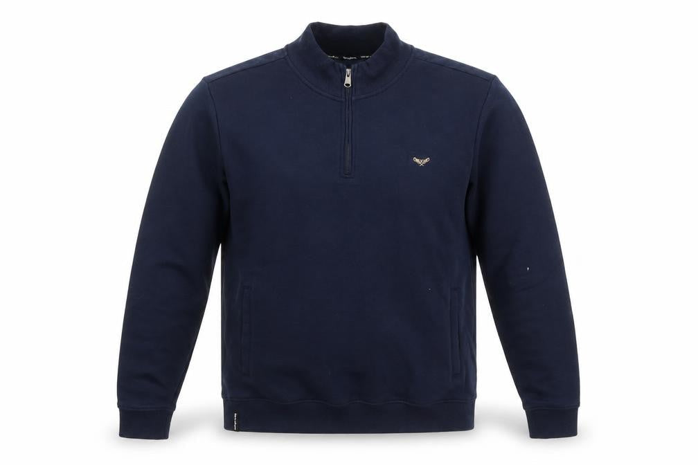 Threadbare Men's Blue XL 1/4 Zip Sweatshirt High Neck Fleece