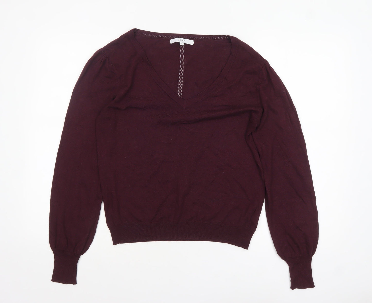 Next Women Purple V-Neck Long Sleeve Knit Jumper Size 12