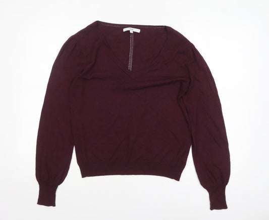 Next Women Purple V-Neck Long Sleeve Knit Jumper Size 12