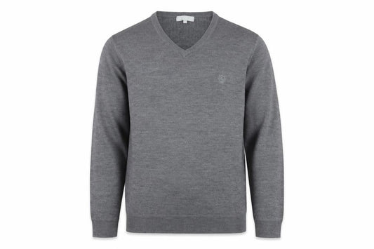 Front view of Red Herring Men's Grey V-Neck Acrylic Jumper XL Regular Fit