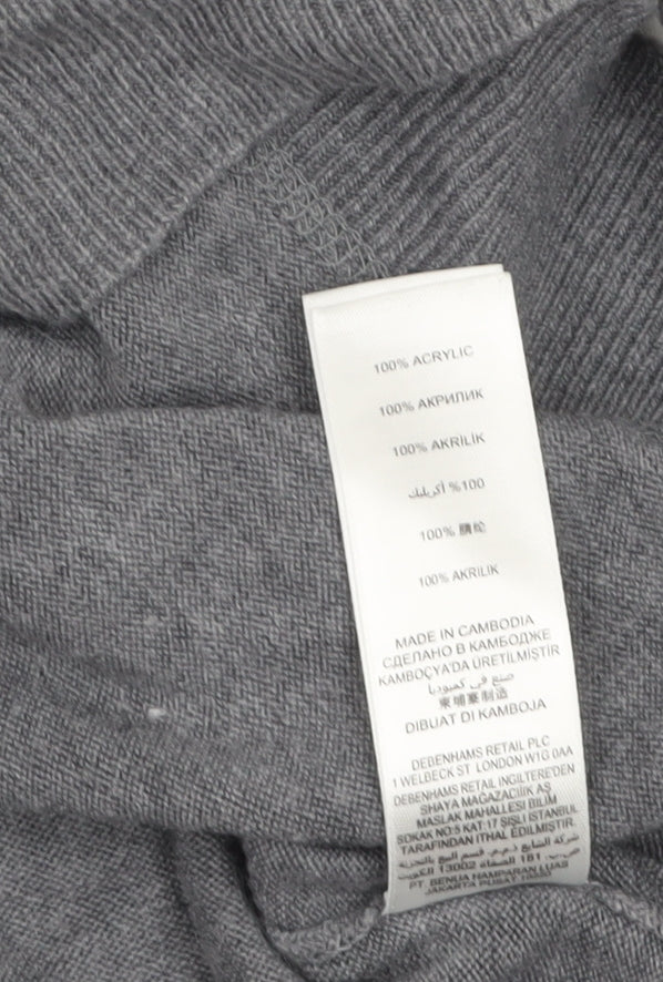 Red Herring Men's Grey V-Neck Acrylic Jumper XL Regular Fit