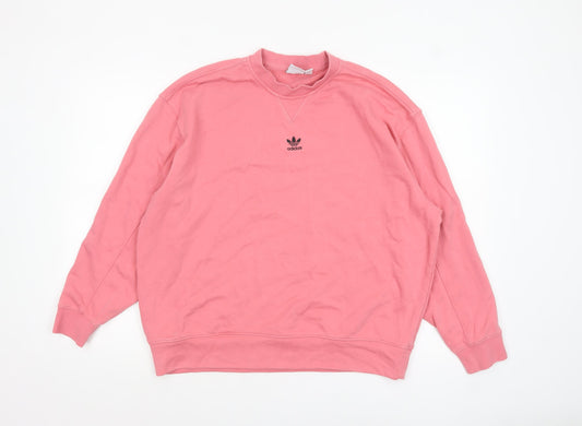 Adidas Women Pink Crew Neck Pullover Sweatshirt Size 8 Cotton Blend