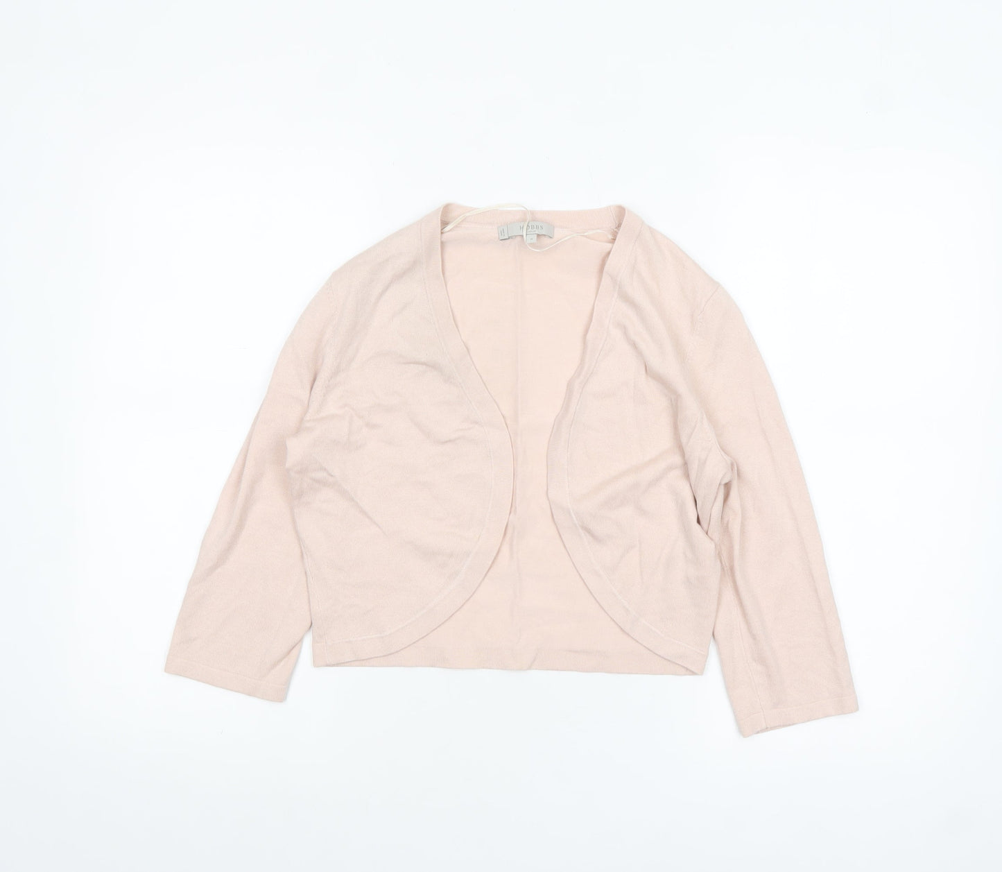 Hobbs Women Beige Knit 3/4 Sleeve Open Cardigan M