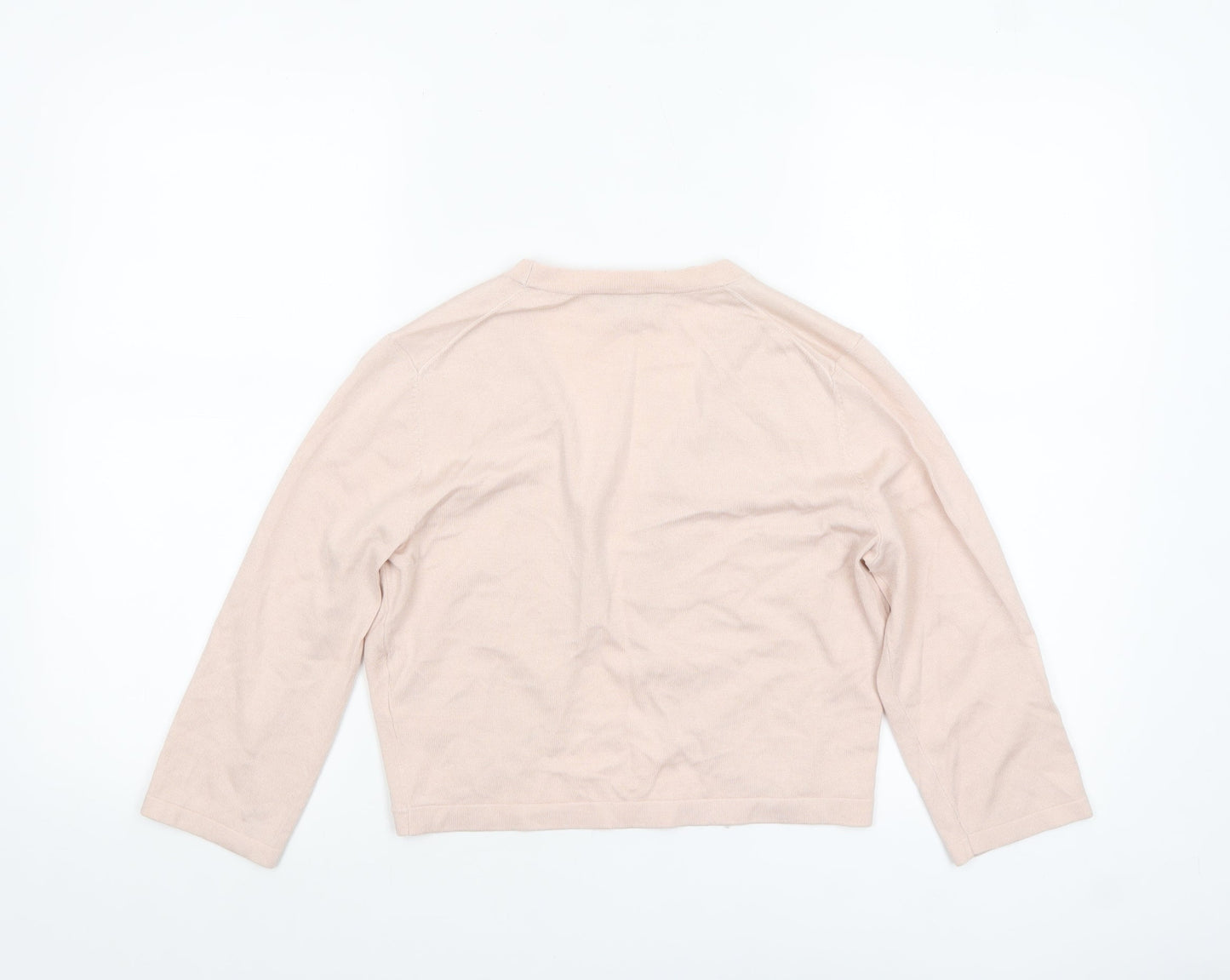 Hobbs Women Beige Knit 3/4 Sleeve Open Cardigan M